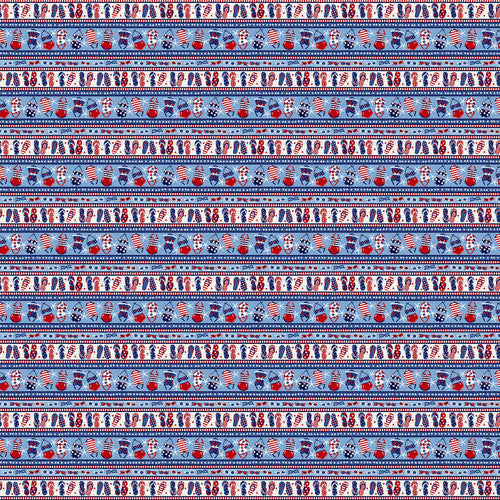 StudioE Star-Spangled Beach Quilt Fabric Stripe Style 7485/11 Chambray