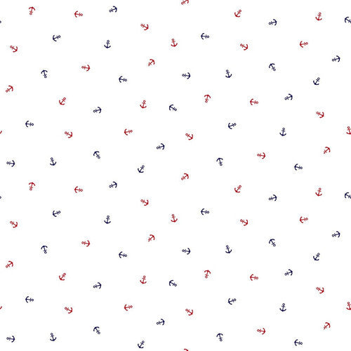 StudioE Star-Spangled Beach Quilt Fabric Anchors Style 7486/01 White Multi