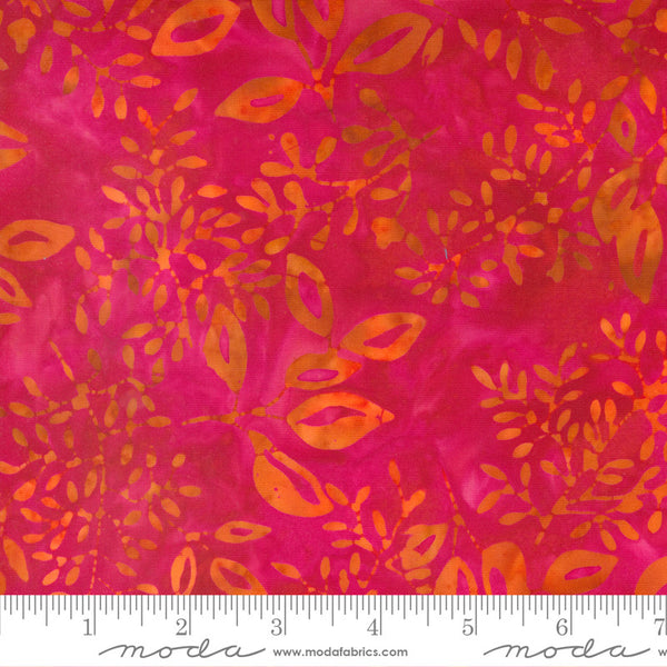 Moda Chroma Batiks Quilt Fabric Scattered Leaves Style 4366/13 Cherry