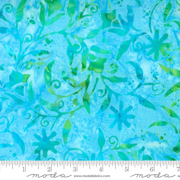 Moda Chroma Batiks Quilt Fabric Swirling Leaves Style 4366/41 Sky