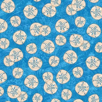 StudioE M'Ocean Quilt Fabric Tossed Sand Dollars Style 7631/77 Blue