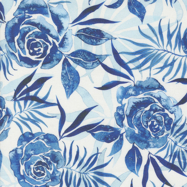 Moda Coming Up Roses Quilt Fabric Prussian Rose Style 39783/13 Cloud Sapphire