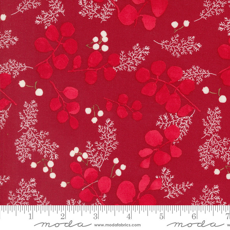 Robin Pickens Winterly Quilt Fabric Greenery & Berries Style 48764/16 Crimson