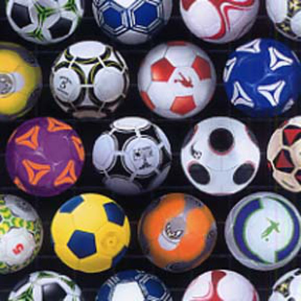 Elizabeth's Studio Sports Quilt Fabric Soccer Balls Style 276B Black Multi