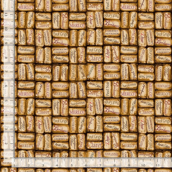 Timeless Treasures Packed Wine Corks Quilt Fabric Style C3015 Cork