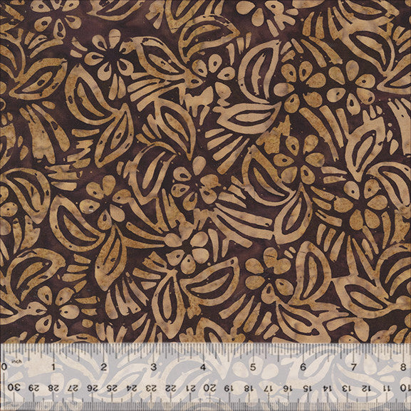 Anthology Fabrics Splendor Batik Quilt Fabric Hibiscus Style 445Q-5 Mocha