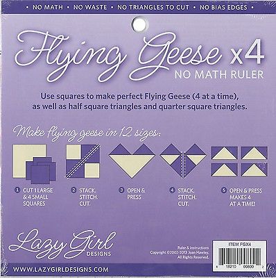 Lazy Girl Designs Flying Geese X 4 No Math Ruler 8 1/4" Square