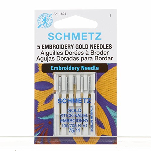 Schmetz Gold Titanium Embroidery Sewing Machine Needles System 130/705 Pkg of 5