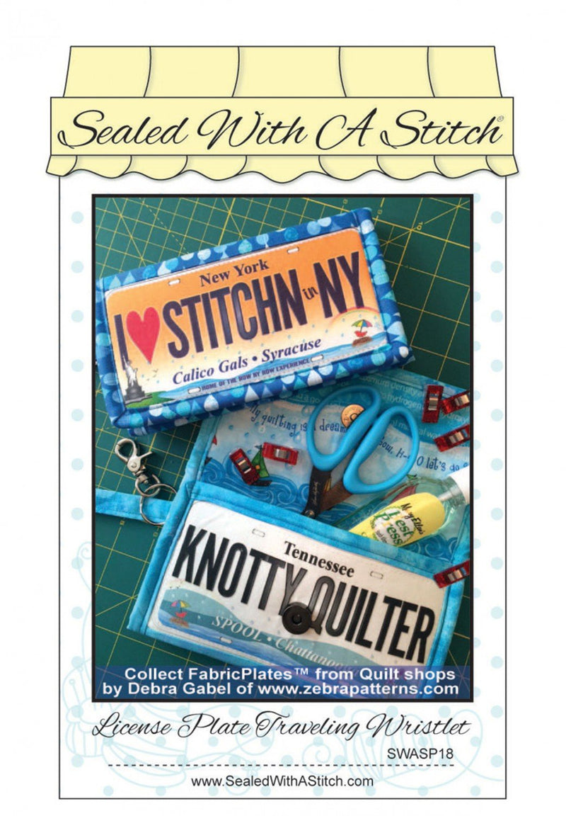 Sealed With a Stitch License Plate Traveling Wristlet Pattern