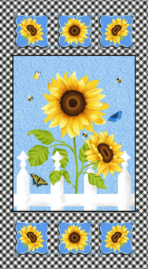 Sunny Sunflowers Quilt Fabric 24" x 42" Sunflower Panel