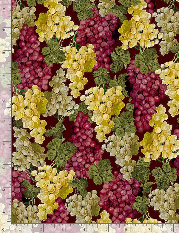 Timeless Treasures Quilt Fabric Wine Grapes Style C1094 Black