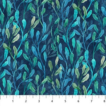 Northcott Turtle Bay Quilt Fabric Kelp Style DP24718-48 Indigo