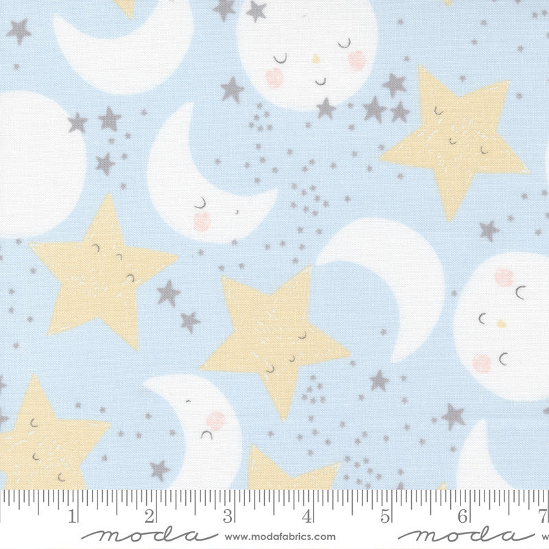 Moda D Is For Dream Star and Moon Faces Quilt Fabric Style 25123/14 Blue