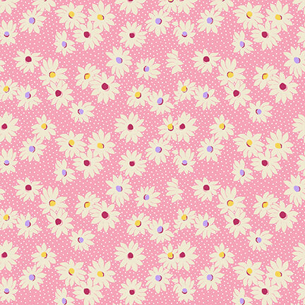 Nana Mae VI 30's Reproduction Quilt Fabric Medium Daisies Style 363-22 Pink