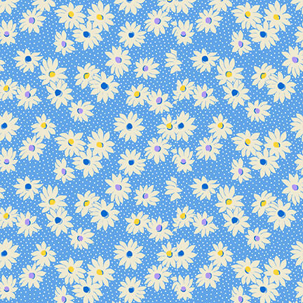 Nana Mae VI 30's Reproduction Quilt Fabric Medium Daisies Style 363-11 Blue