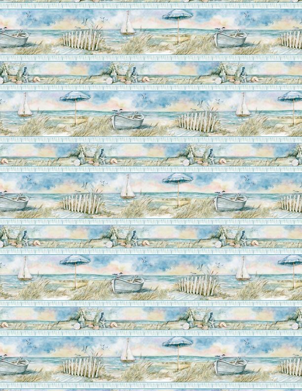 Coastal Sanctuary Quilt Fabric Repeating Stripe Style 39781-412 Multi